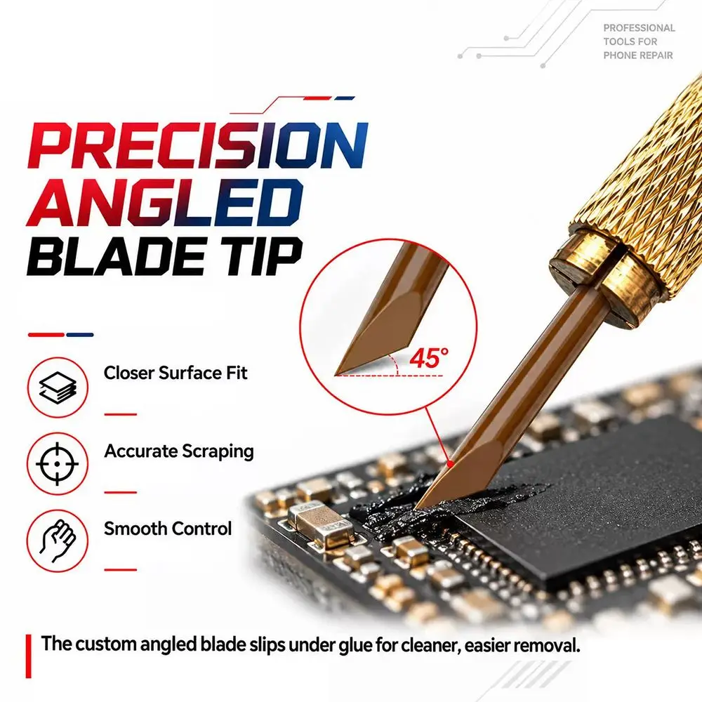 Non-Metal CPU Glue Removal Blade Easy Replacement Precision Blade Blade Tip with Handle Separate Blade Tip Phone Repair Scraper