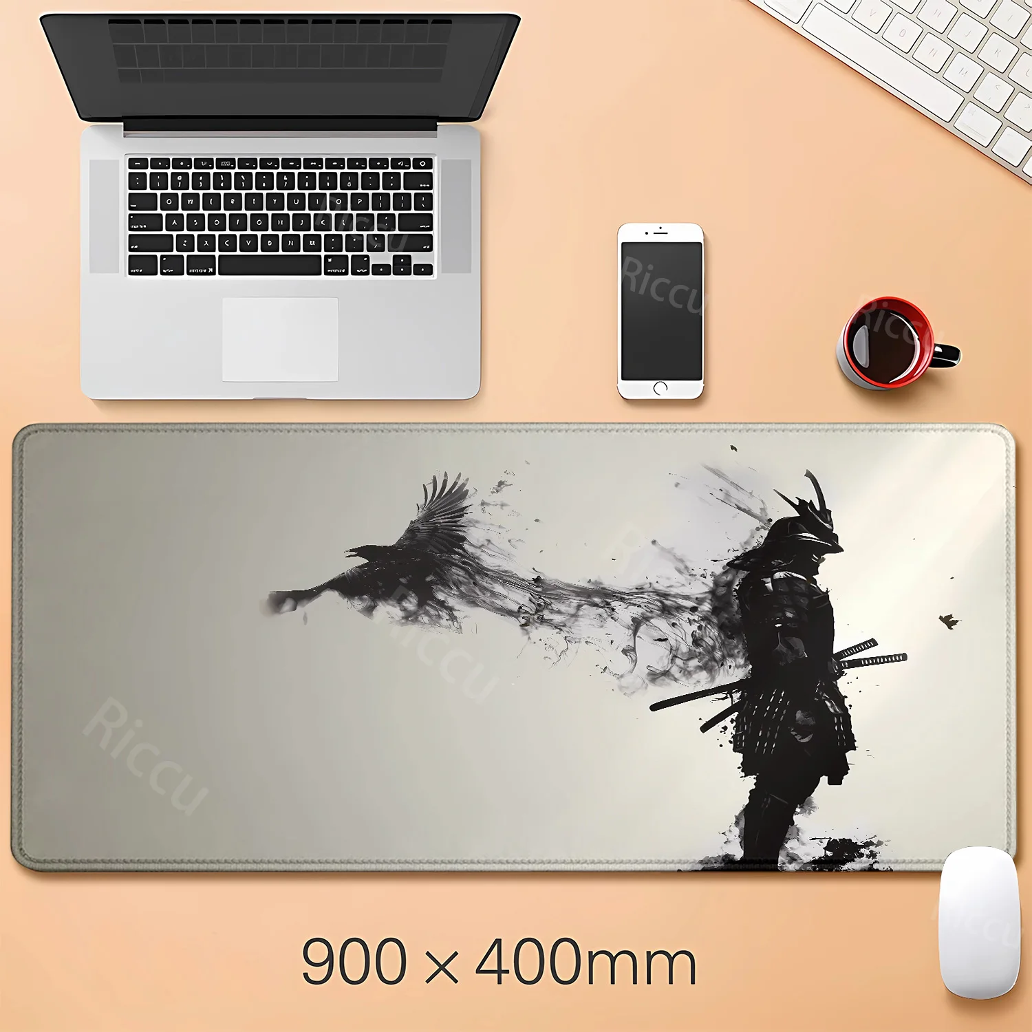 

Japan Samurai Warrior teclado mouse pad Gamer Computer Accessories Keyboard Table Black mousepad Company Gaming Laptop desk mat