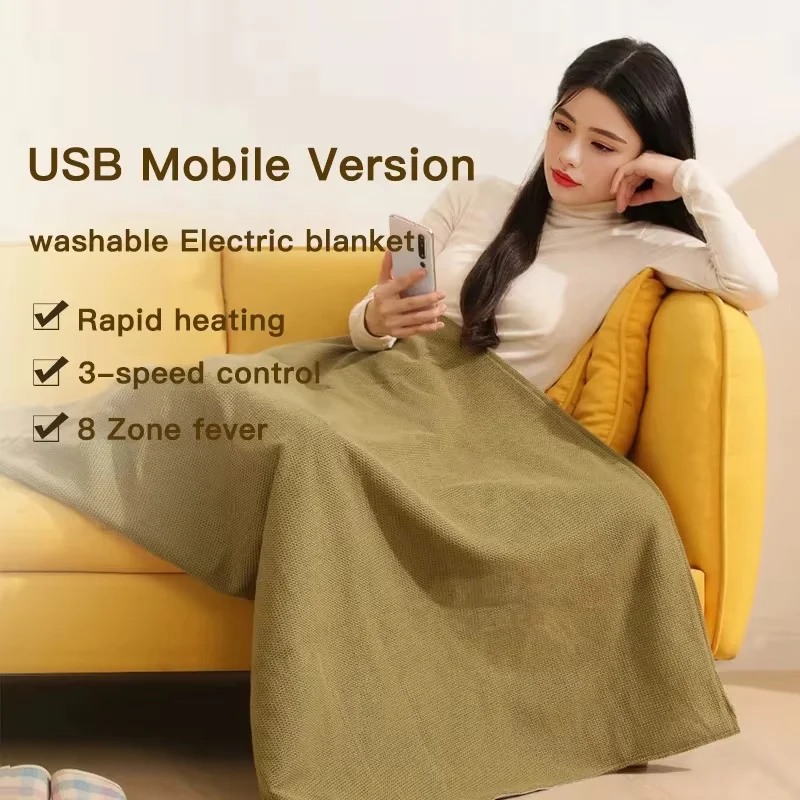 Winter Wearable Usb Power Electric Heated Blanket 3 Heating Levels Portable Heated Shawl Thermal Blanket for Office Home Travel