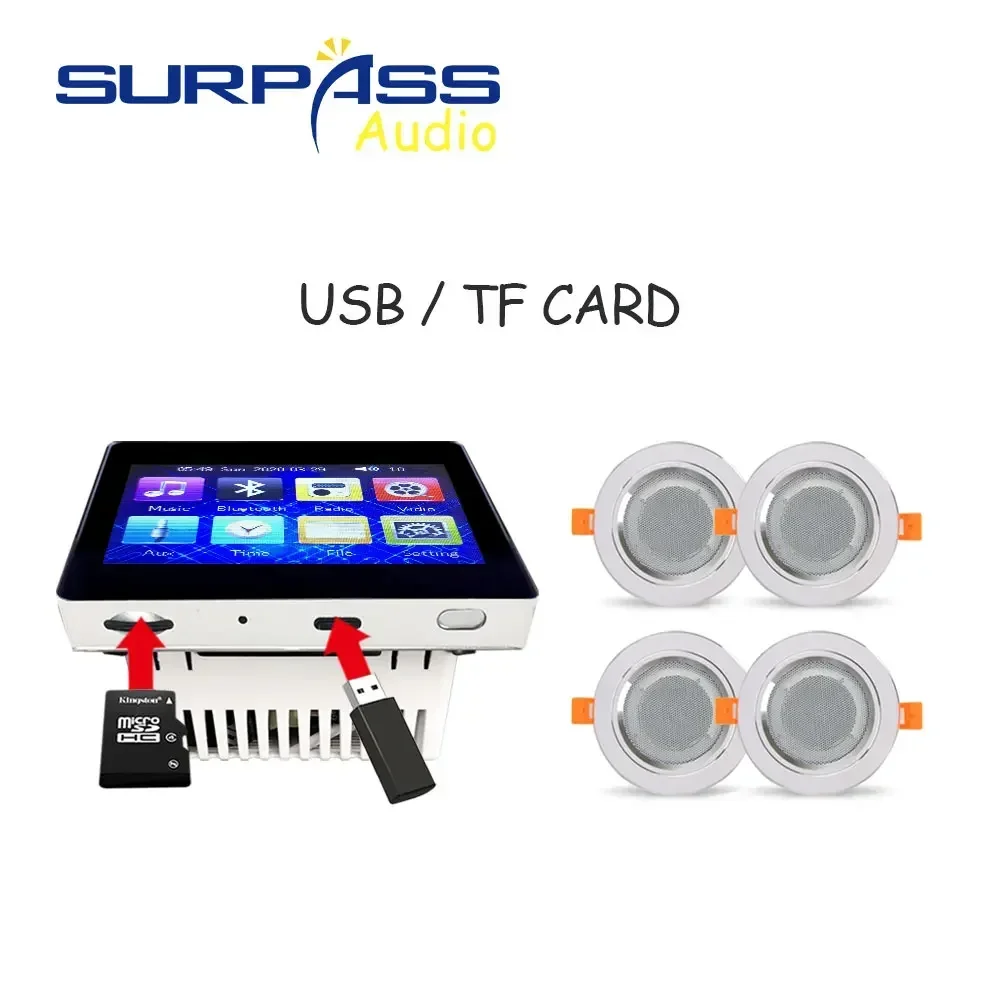 Intelligent Background Music System Bluetooth-compatible Amplifier 4CH with Roof Speaker Kit In-wall Amplifier Ceiling Speaker