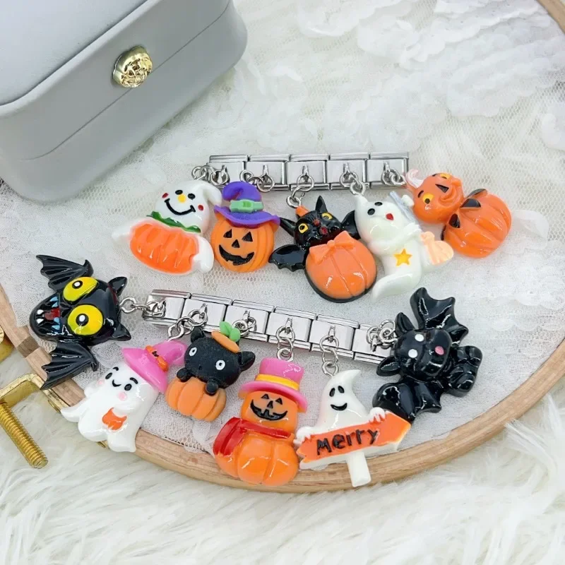 CONCEPT 2024 New Halloween Themed Resin 3D Italian Charm Links Fit 9mm Modular Stainless Steel Modular Bracelet Making Jewellry