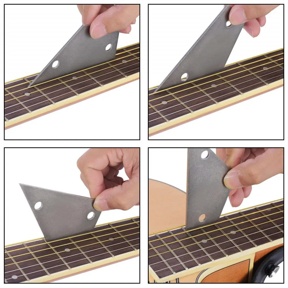 6Pcs Guitar Setup Tool Kit Professional Fret Crowning File Fret Rocker Fretboard Guards Grinding Stones for Frets Nut Saddle
