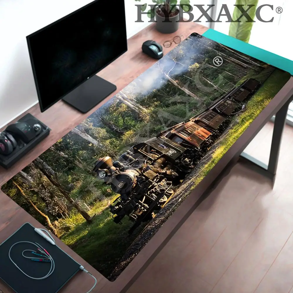 HYBXAXC Mouse Pad Vintage Steam Train Forest Anti-slip Rubber Desk Mat Retro Nature Gaming Office Mousepad
