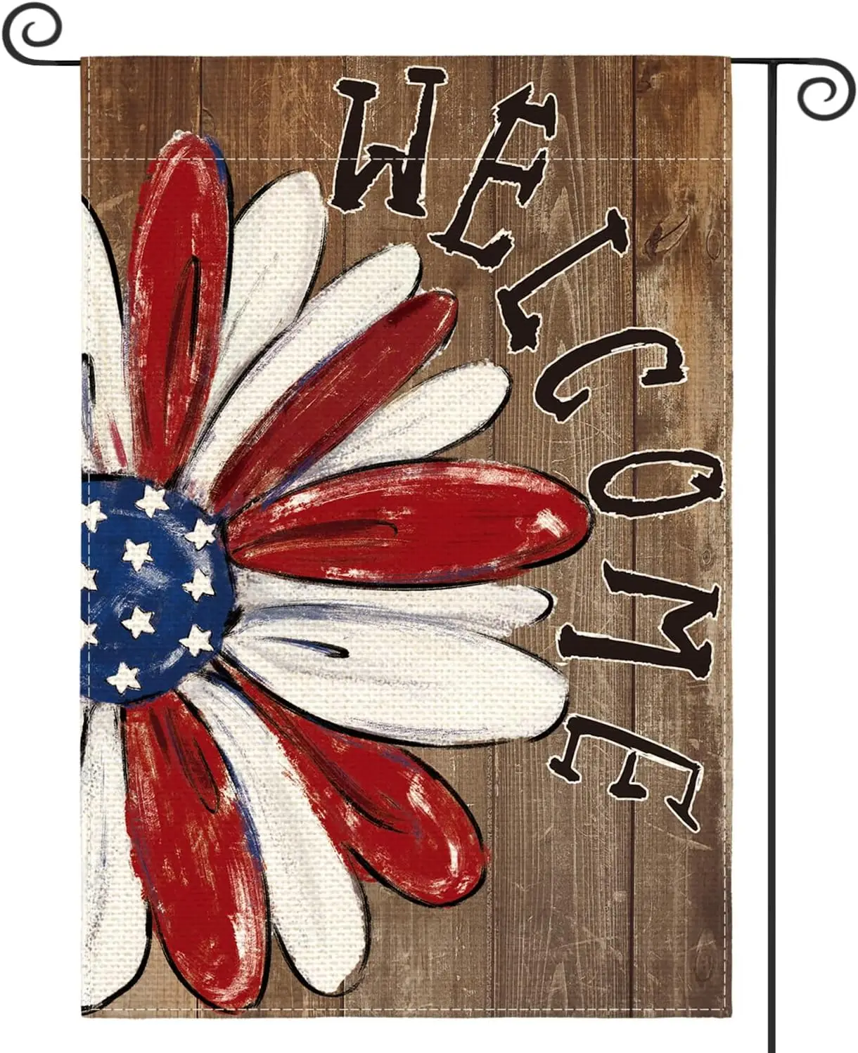 AVOIN colorlife Patriotic 4th of July Garden Flag 12x18 Inch Double Sided Outside, Memorial Day Floral Welcome Daisy Yard Outdoo