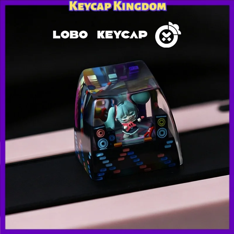 Cyber Miku-Style Vocal Girl Mechanical Keyboard Epoxy Resin Custom Artisan Keycap PC Gaming Keyboard Point Keycap Collect Gift