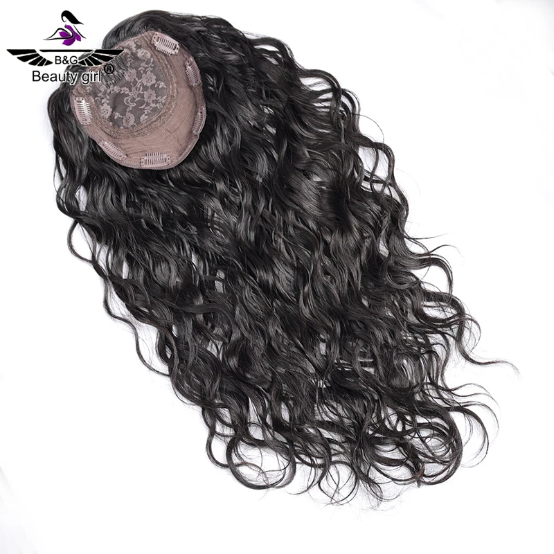 

Raw Virgin Unprocessed Russian Hair Natural Silk Part With Wefts Size 6X7 Inch Bouncy Curls Human Hair Topper