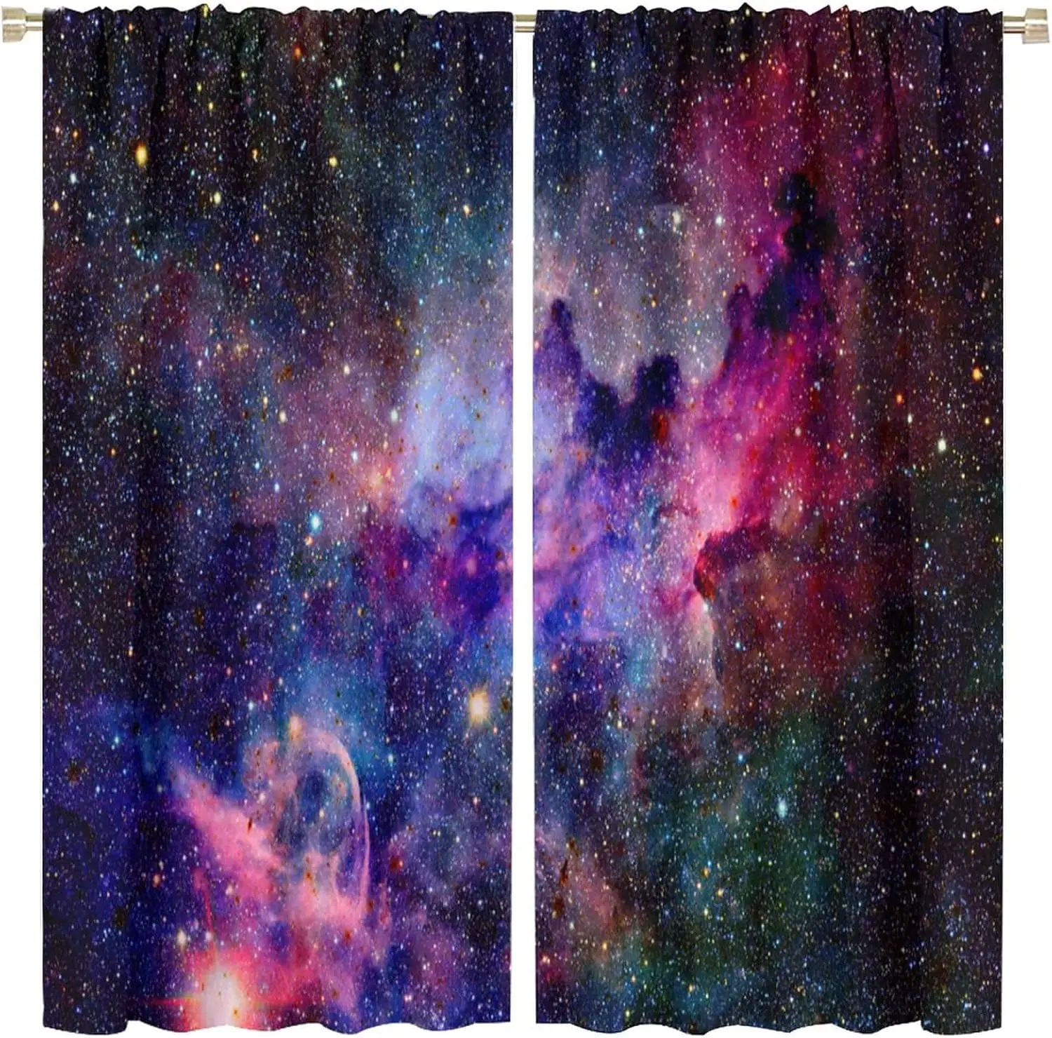 Outer Space Curtains Galaxy Nebula Universe Colorful Psychedelic Rod Pocket Blackout Window Drapes 2 Panels Set for Bedroom