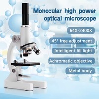 Monocular Optical Microscope 64X-2400X Elementary School Children Science Experimental Biology Microscope Digital Microscope