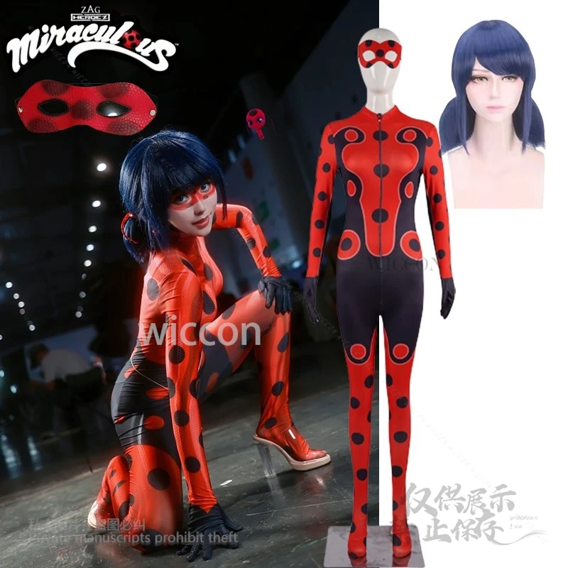 Ladybug Reddy Kawaii Miracle Girls Season 6 Onesie Women Girls Cosplay Costume Wigs XS-2XL 120-150 Halloween Show Tights Costume