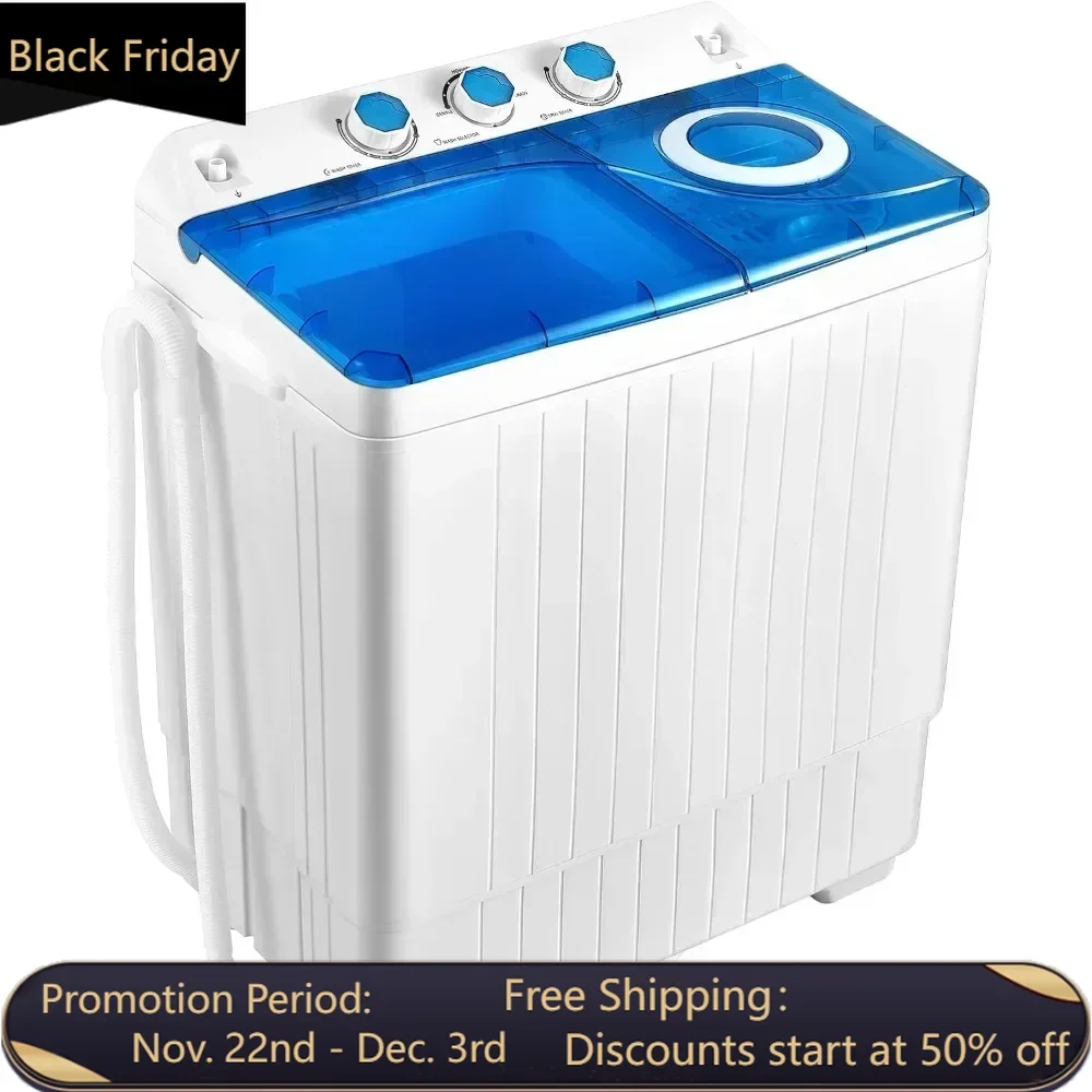 Portable Washing Machine, 2 in 1 Washer and Spinner Combo, 26lbs Capacity, w/Timer Control, Built-in Drain Pump