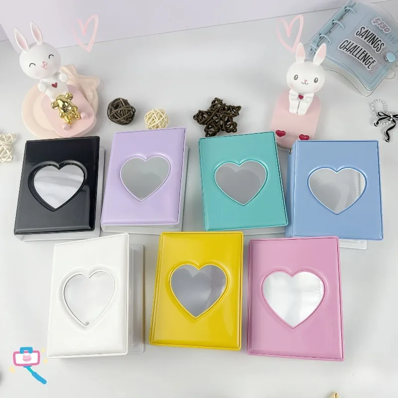 1PC Candy Color Love Mirror 3 Inch Single Grid Storage Card Album Student DIY Cute Pendant Photo Album Home Decoration