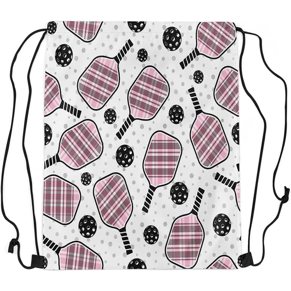 

Розовый Pickleball Спортивный рюкзак на шнурке с рисунком ракетки Pickleball Рюкзак на шнурке Тематические подарки Pickleball