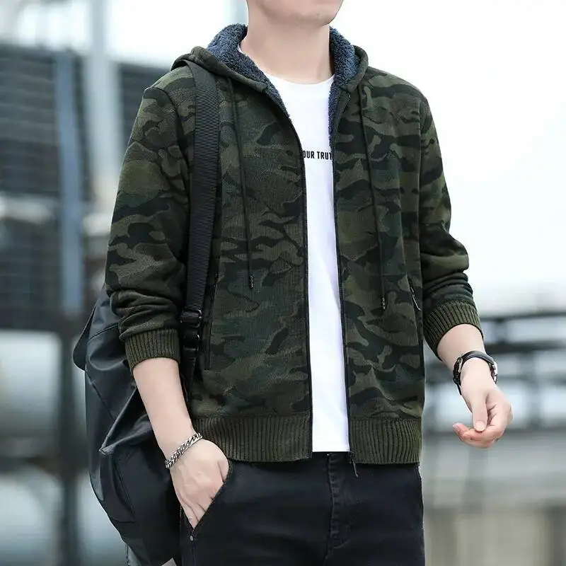 

Осень-зима 2022, молодежный модный повседневный кардиган, свитер с длинными рукавами, куртки, уличный мужской утепленный трикотаж, модное теплое пальто