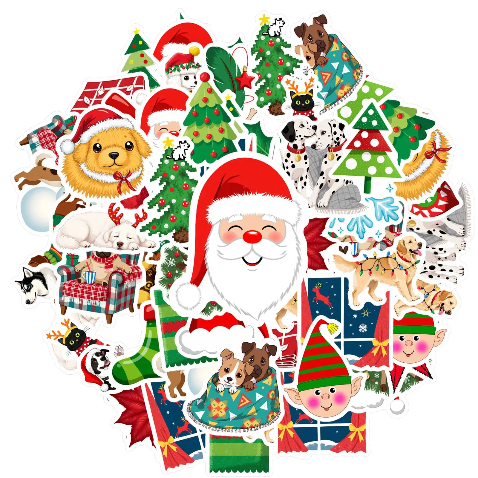 35pcs-50pcs Festive Winter Stickers Colorful Animals Animal Stickers Holiday Decals For DIY Phone Guitar Laptop Notebook Laptop