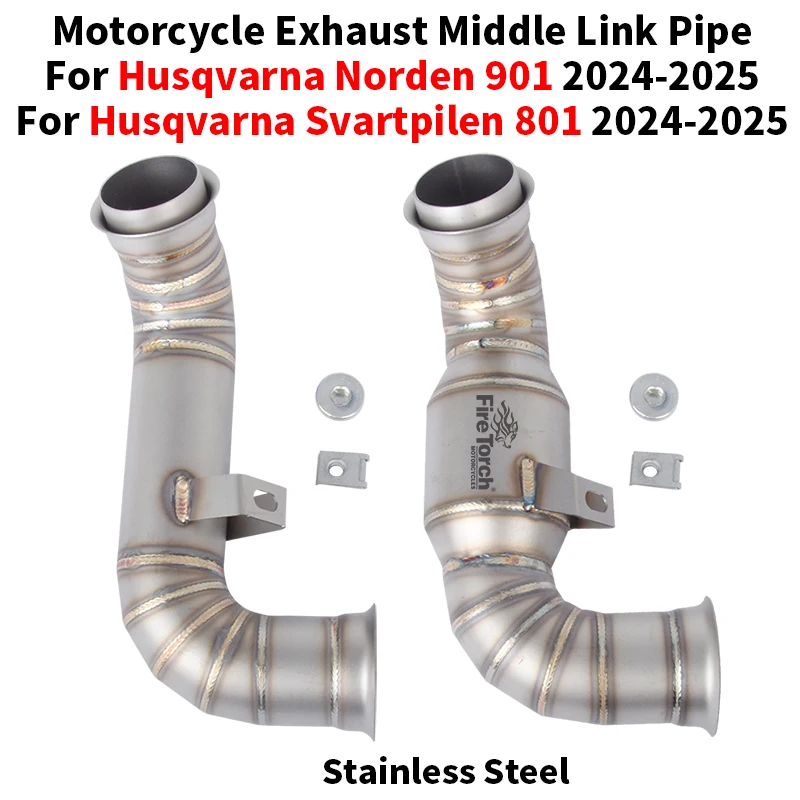 

Motorcycle Exhaust Escape System Stainless Steel Middle Link Pipe Slip On For Husqvarna Norden 901 Svartpilen 801 2024 2025