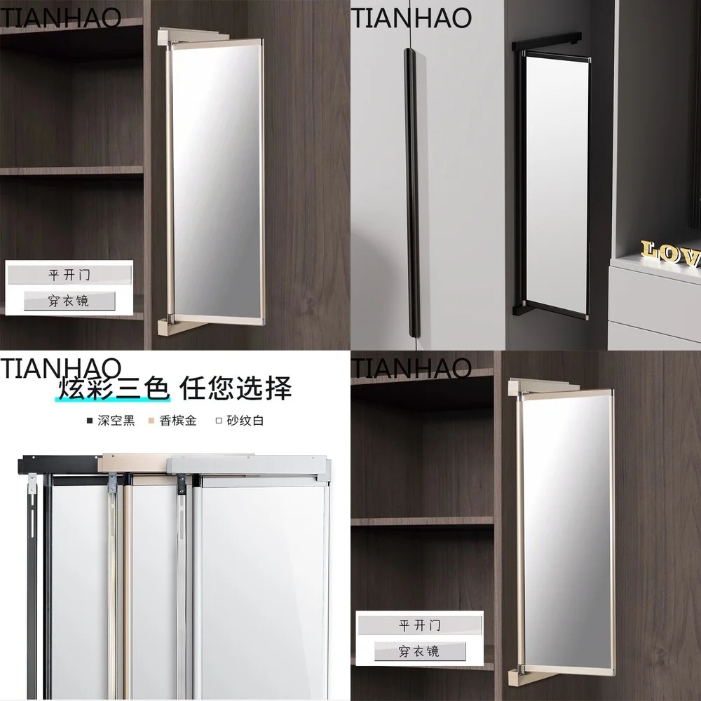Large Full Length Mirror Wardrobe with Rotating Concealed Door for Clothing Storage and Dressing Room Use for Home Bedroom