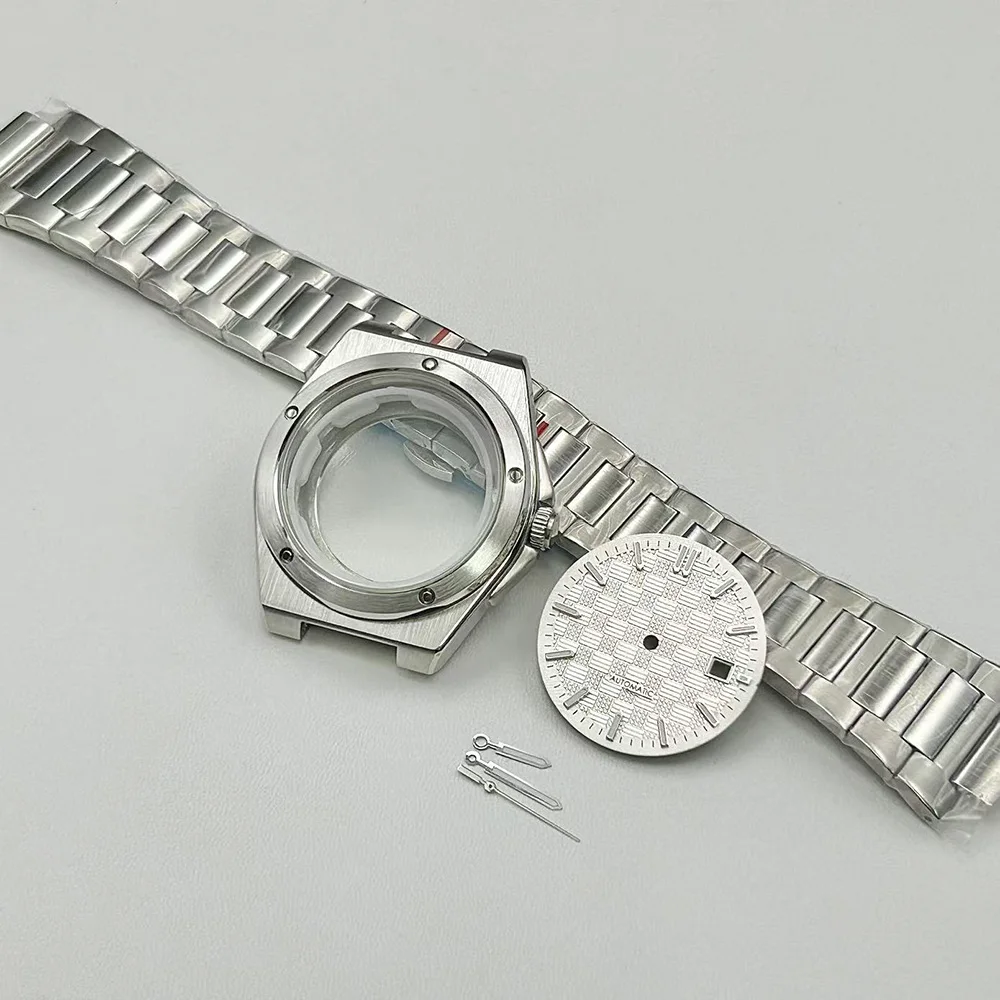 40mm Silver Watch Accessory Solid Stainless Steel Band Compatible with Japanese 8215 ST1612 Movements for Mod Watchband Upgrade