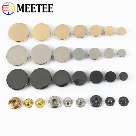 Meetee 100Sets 10-17mm Metal Button 14 Colors Press Studs for Leather Clothes Bags Decor Snap Fasteners Kit Sewing Accessories