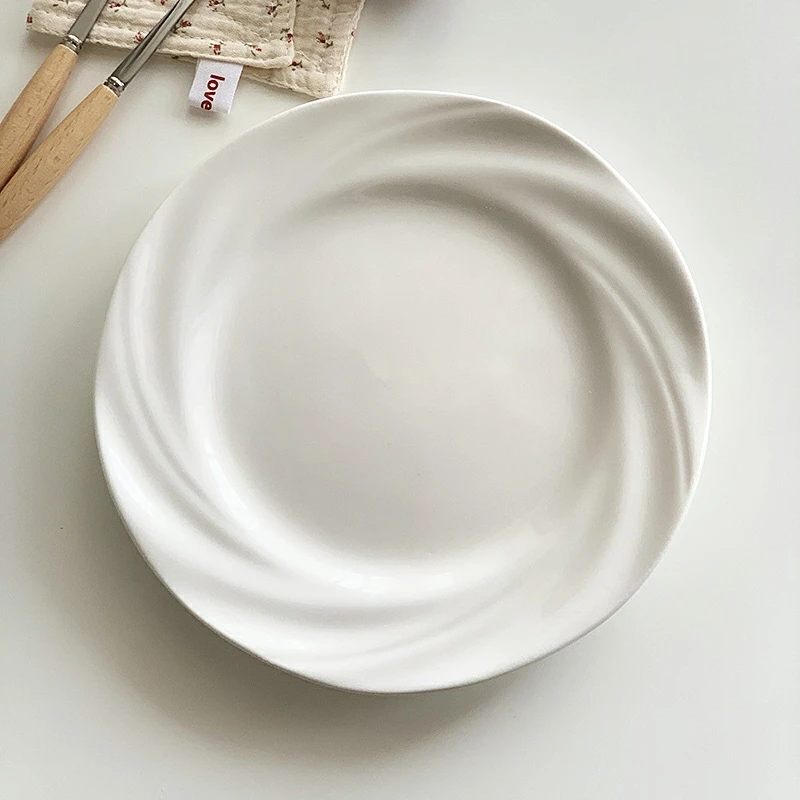 Elegant Round Ceramic Salad Plate White Solid Desserts Bread Dishes Side Plate 7.5inch