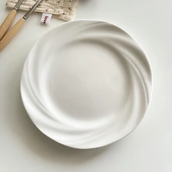 Elegant Round Ceramic Salad Plate White Solid Desserts Bread Dishes Side Plate 7.5inch