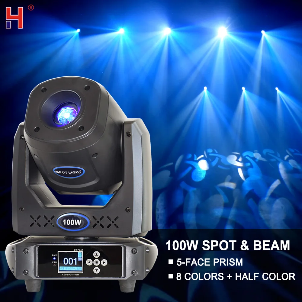 

HONGYI Moving Head 100W Double Gobos Wheel With 5-Face Prism Effect Good DMX Controll For Disco Bar KTV Show Partys Stage Light