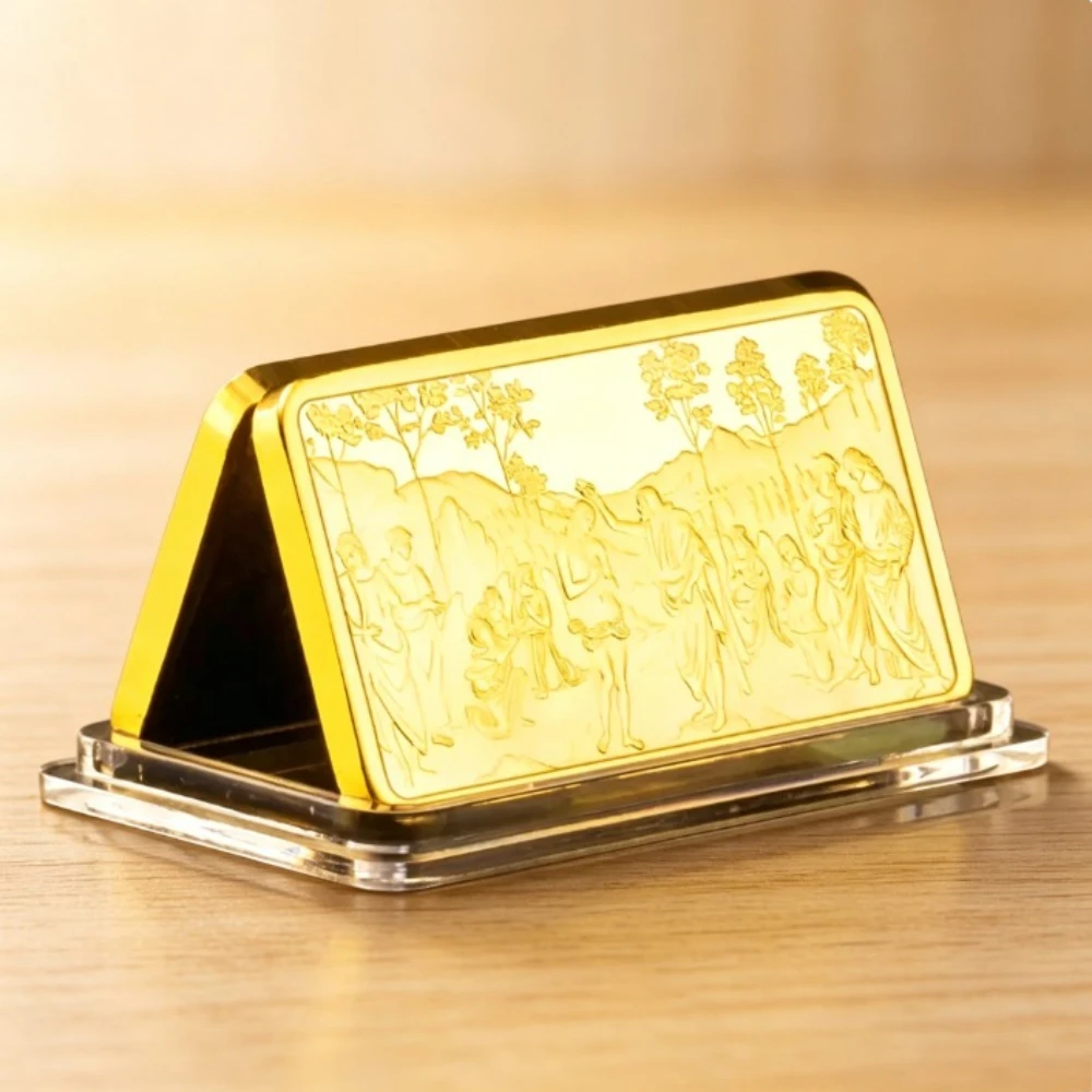 Jesus Bar Station of The Cross Passion Souvenir Coin Gold Plated Christianity  Commemorative Coins