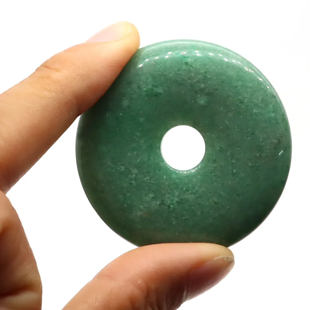 50mm Natural Big Hole Stones Tiger Eye Jades Crystal Agates Round Donut For DIY Pendant Necklace Jewelry Making Accessories