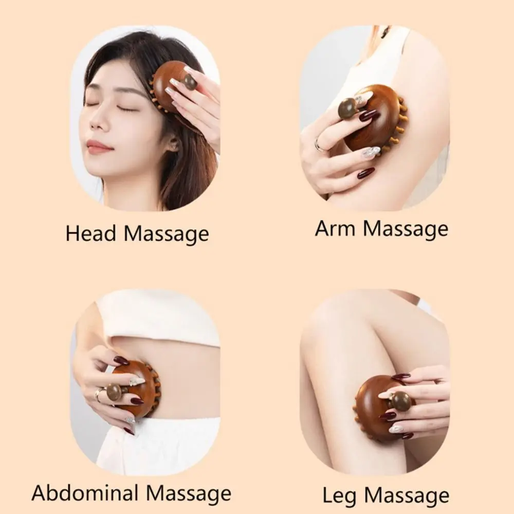 

28 Nails Head Massage Comb Circular Tooth Natural Sandalwood Wood Massage Comb Blood Circulation Multifunctional