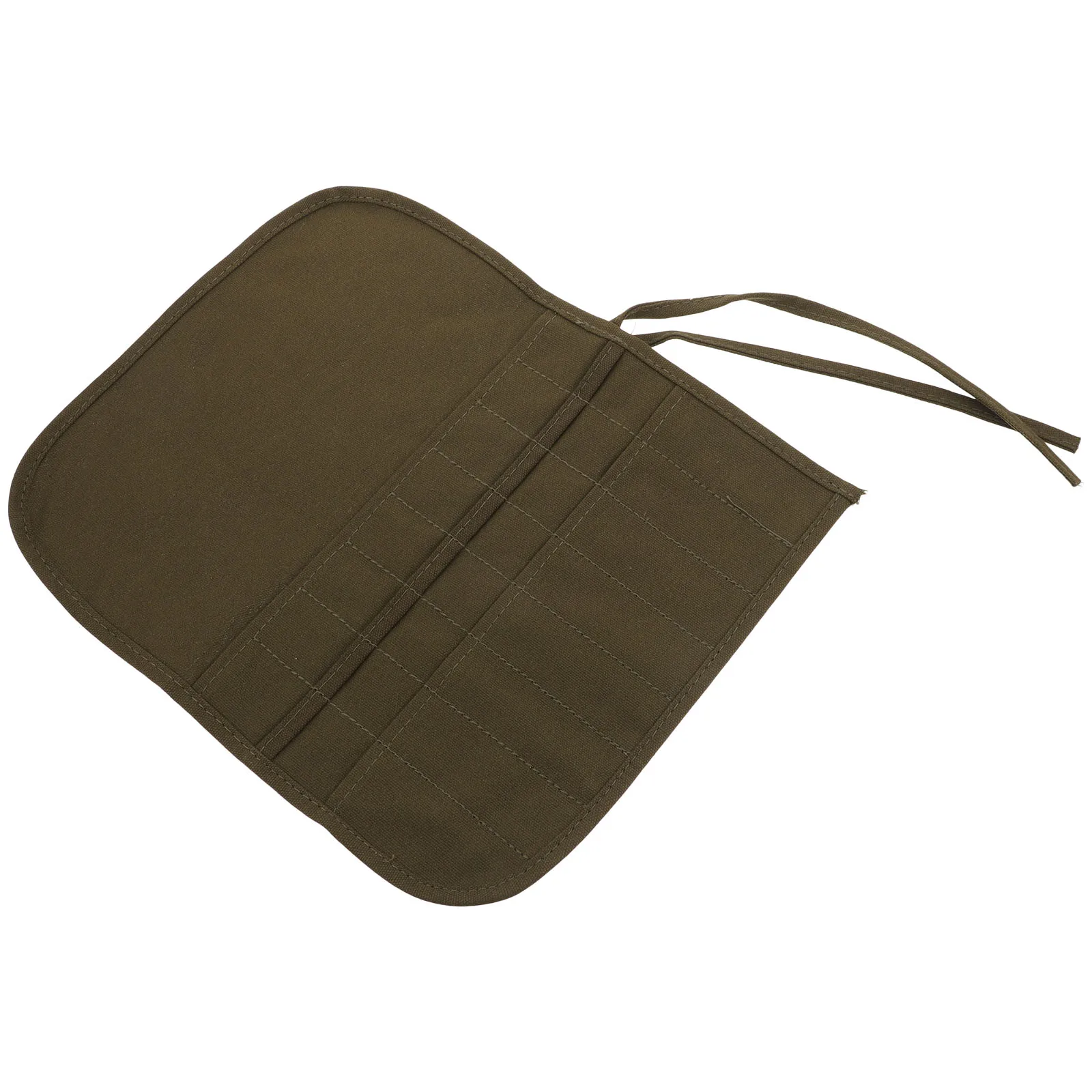 

16 Holes Canvas Paint Brush Roll Bag Green Portable Pencil Case Organizer Supplies Storage Solution Pen Wrap