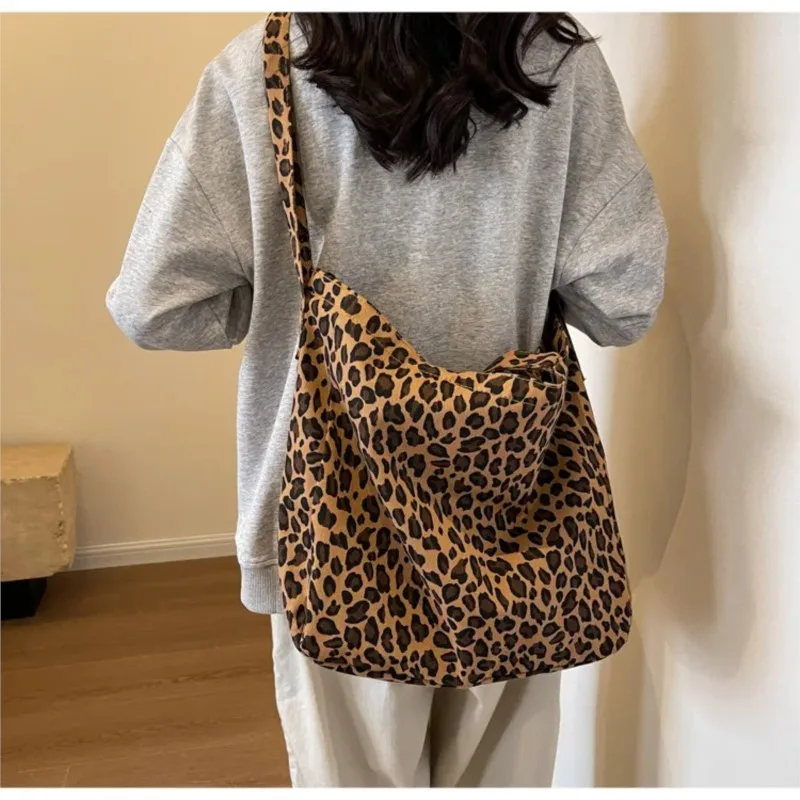 Leopard Shoulder Bag For Women Fashion Korean Large Capacity Crossbody Bags 2024 New Casual Travel Shopping Handbags Tote Bags