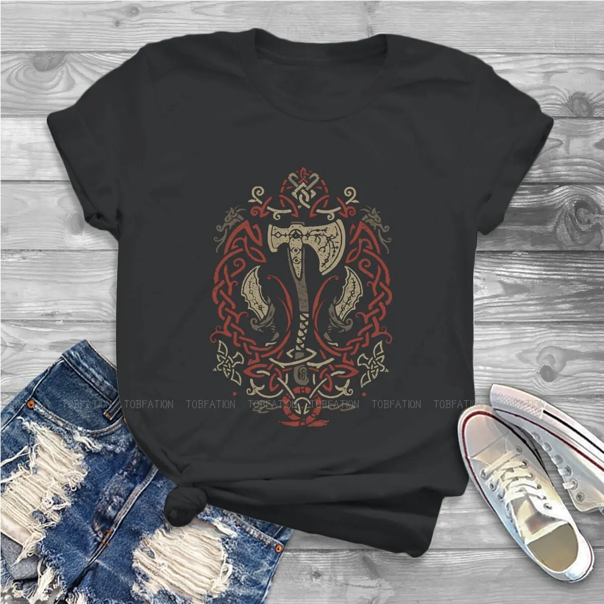 Ragnarok-Camiseta de algodón puro con cuello redondo para mujer, camisa con icono de Kratos y Atreus, God Of War, Harajuku, 5XL