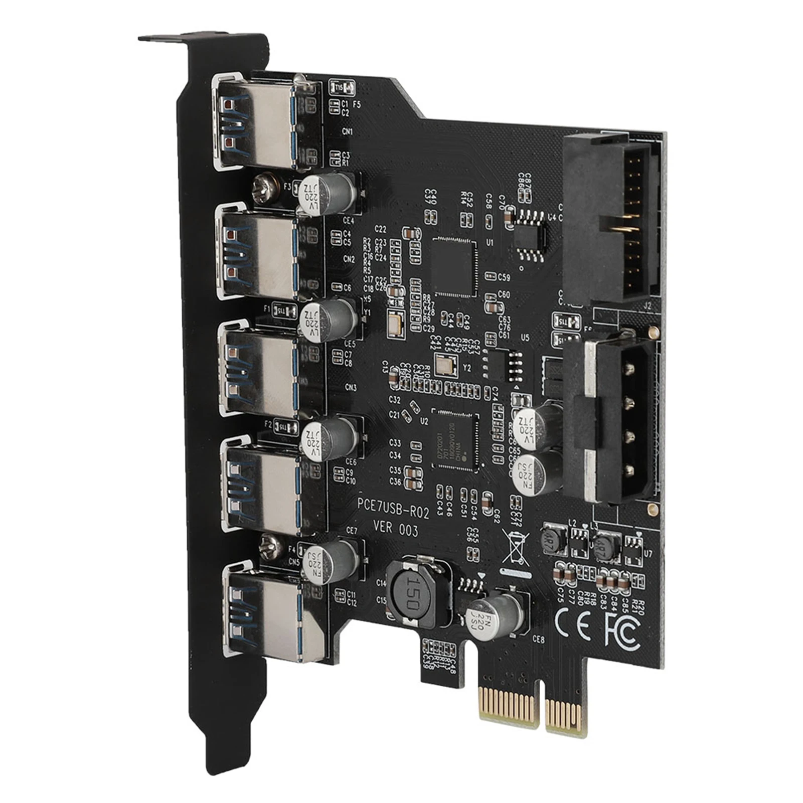 Universal PCI-E to 5 Port USB 3.0 19 Pin PCI Express Expansion Converter Adapter Card Connector High Speed Stable Transmission