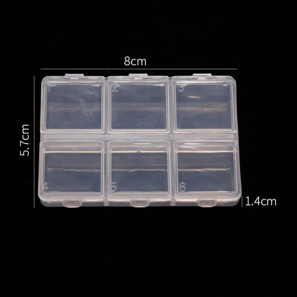 Transparent Storage Box 6 Grids Multipurpose Mini Adjustable Jewelry Beads Nail Art Tip Storage Case For Manicure Ornament 사물함