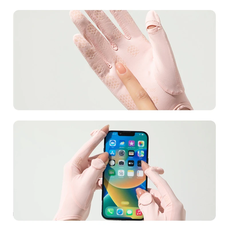 56.5 سنتيمتر المرأة الصيف الحرير الجليد واقية من الشمس UV حماية طويلة صدفي قفازات مرونة عدم الانزلاق التجفيف السريع UPF 50 + قابل للتعديل