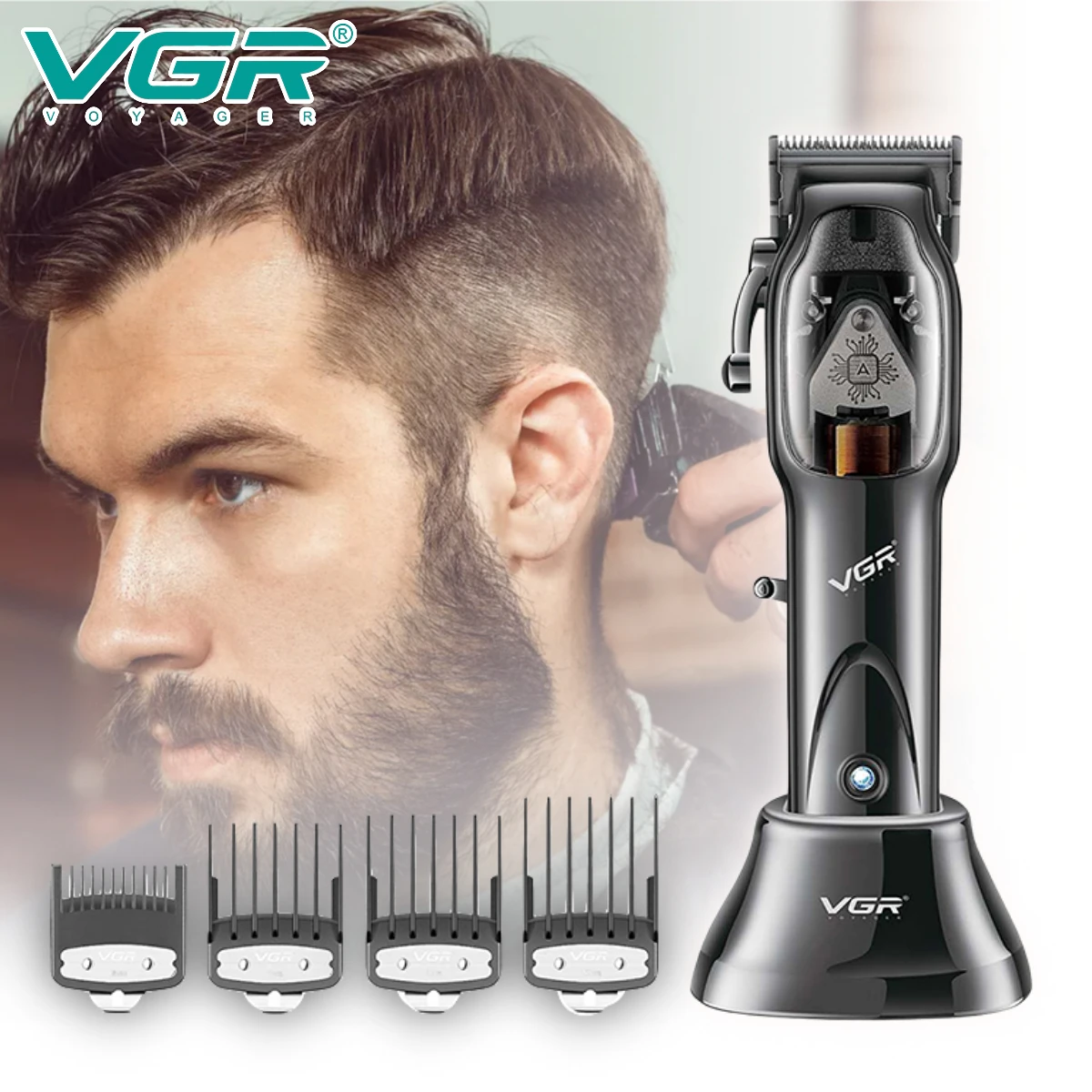 VGR Hair Clipper Professional Hair Cutting Machine Cordless Hair Trimmer Electric Barber Haircut Machine Trimmer for Men V-653