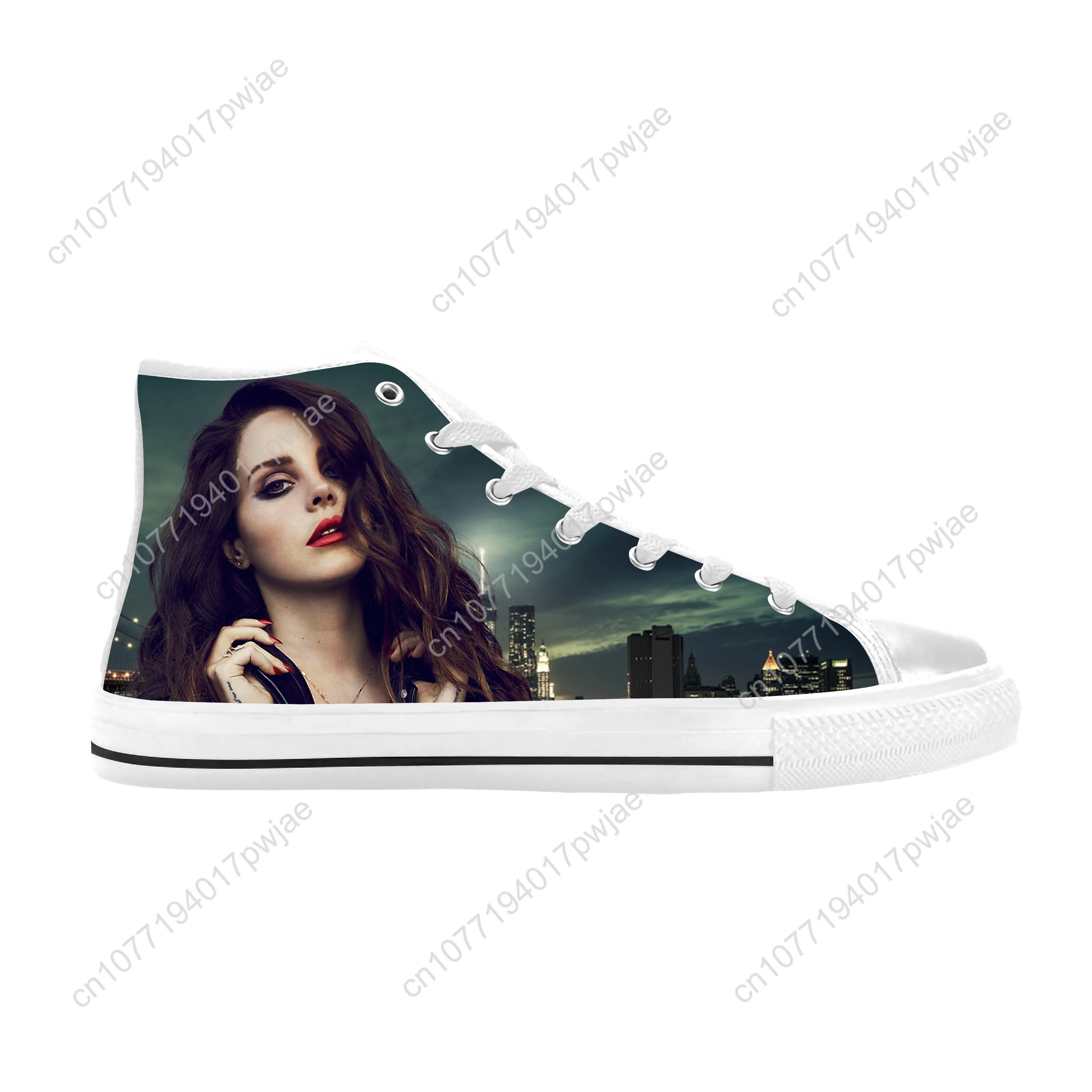 Lana Del Rey sepatu kain kasual Pria Wanita, sneaker cetakan 3D nyaman bernafas leher tinggi musik penyanyi Pop