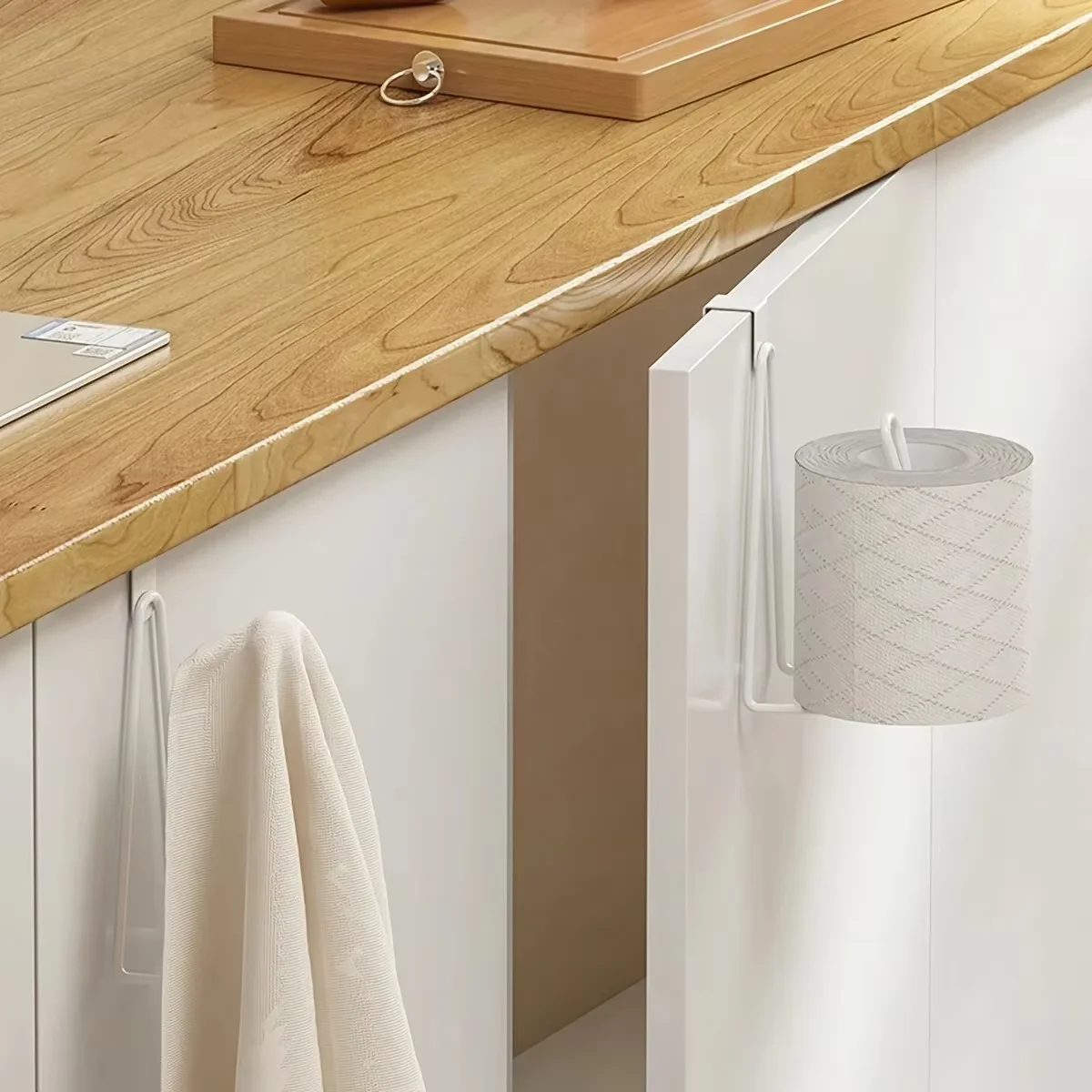 Bathroom No-Drill Toilet Paper Holder, Waterproof and Rust-Proof Bathroom Toilet Paper Roll Holder, Door Panel Lazy Cloth Toilet