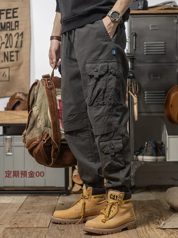 

Mens Casual Wearable Cotton Cargo Pants Autumn New Sle American Retro Multi ket Workwear Trendy Trousers Durable