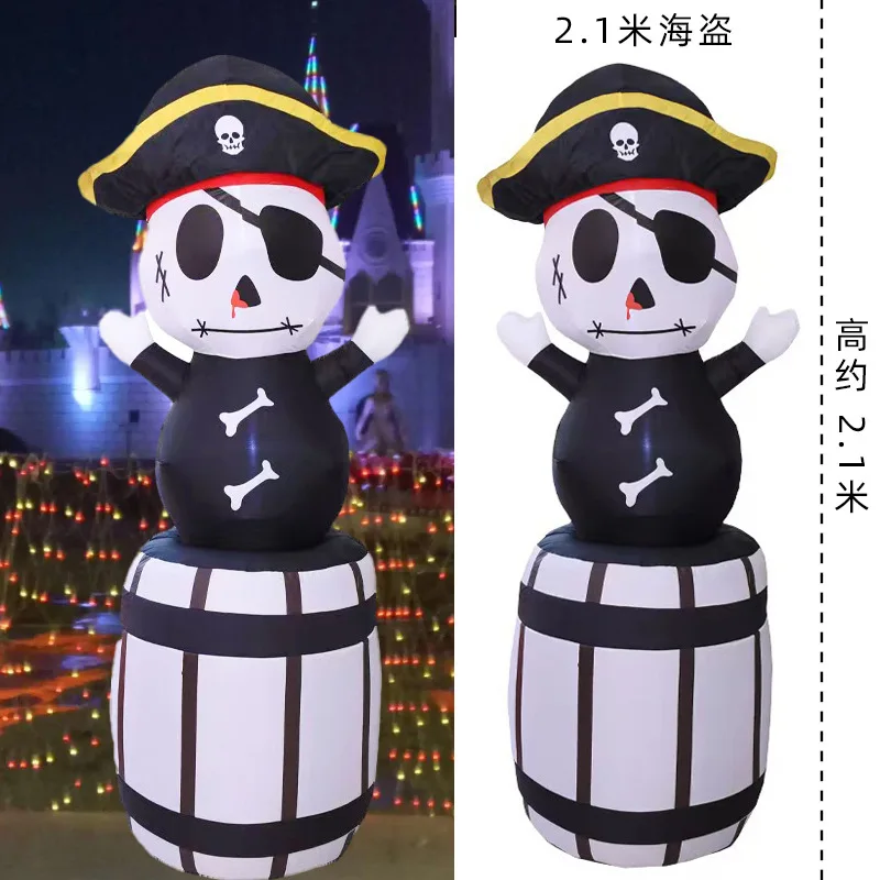 Glowing Durable Adult Horror Decoration Inflatable Pumpkin Witch Ghost Death Pirate Spider Outdoor Scene Halloween Large Model