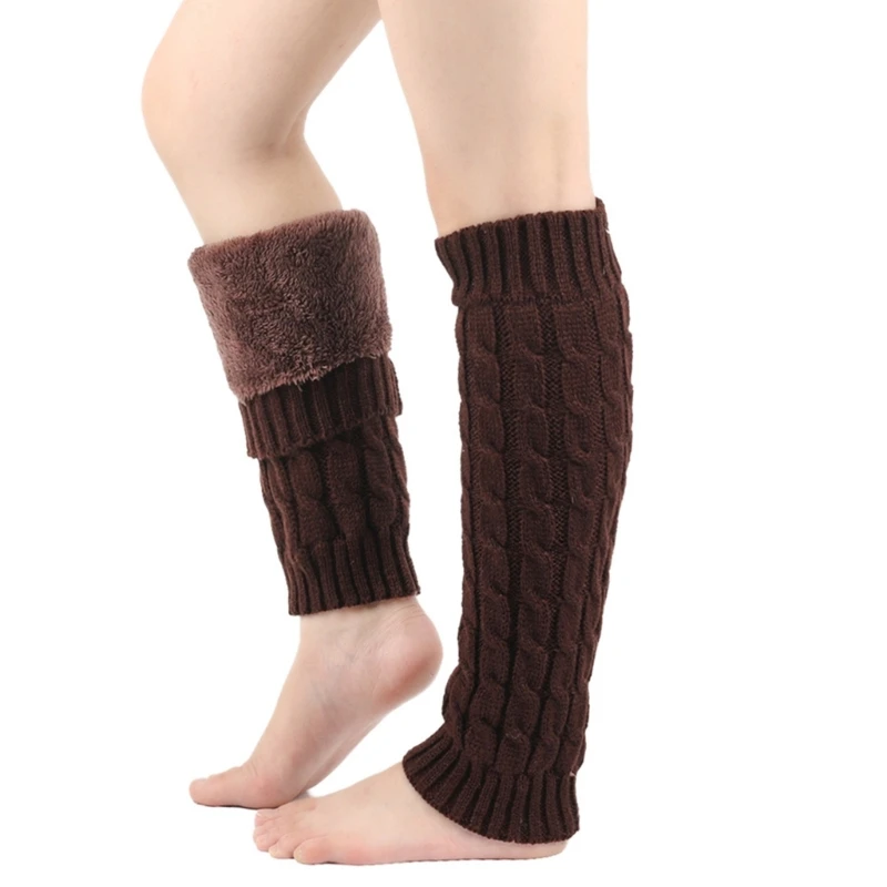 Knitted Leg Warmer Women Balletcore Long Leg Warmer with Furry Liner for Girls Balletcore Stockings Wrist Warmer Gloves