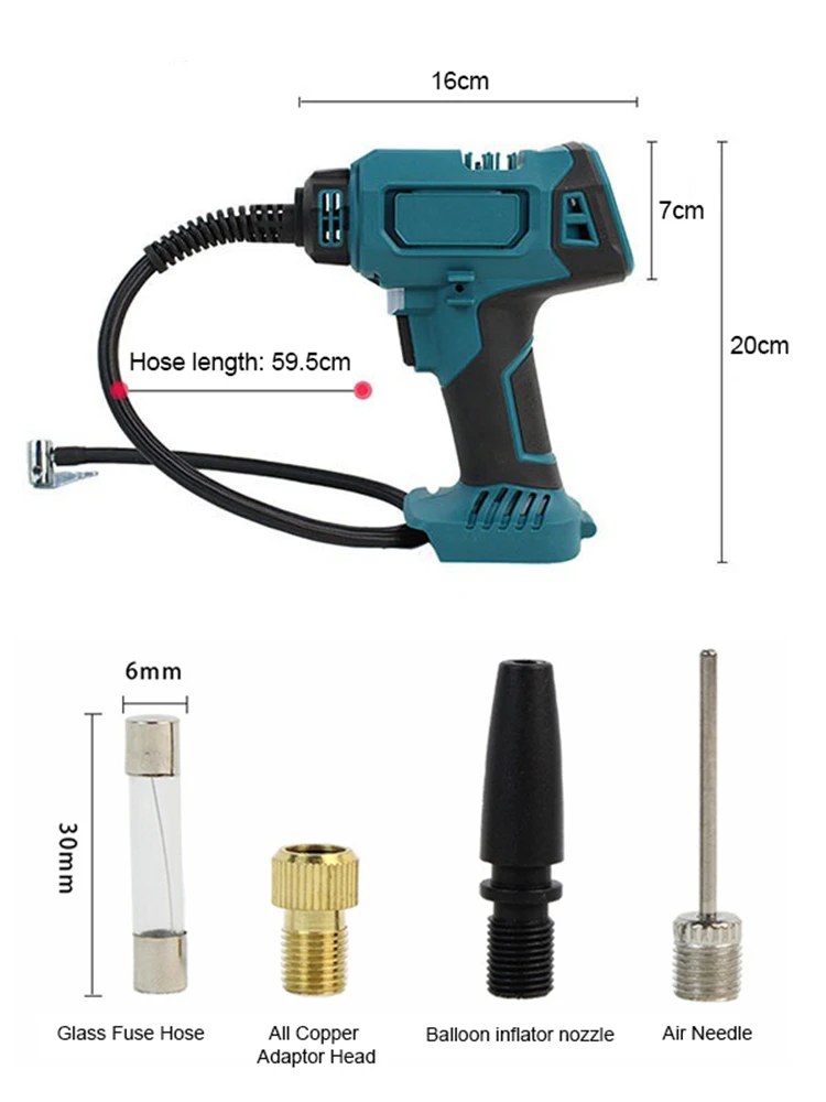 Imagem -05 - Bomba Inflável sem Fio com Display Digital Bomba de ar Elétrica do Carro Portátil Bateria Makita Ferramenta Pneumática 18v