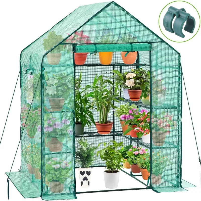 Greenhouse for Outdoors with Screen Windows,Ohuhu Upgraded 4 Tiers 11 Shelves Walk-in Greenhouses with Durable PE Cover,Outside