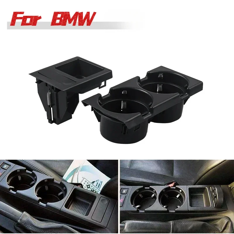 New Double Hole Car Styling Front Center Console Storage Box Coin + Cup Holder For BMW E46 Series 1999-2006 51168217953