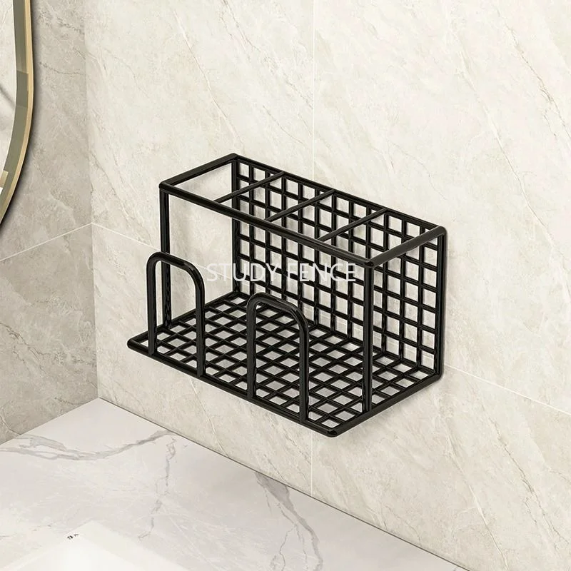 Wall Mounted Iron Toothbrush Holder Bathroom Toothpaste Storage Rack Toothpaste Electric Toothbrush Holder Bathroom Accessories