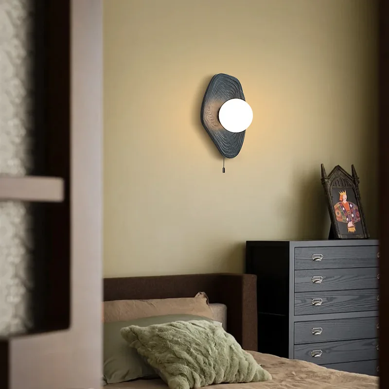 

French retro wall lamp bedroom bedside lamp medieval living room sofa background wall lamp door aisle balcony stairs