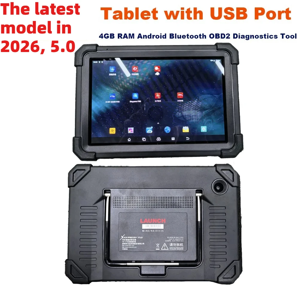 LAUNCH Tablet with USB Port 10.1″ Black 4GB RAM Android Bluetooth OBD2 Diagnostics Tool 64GB Storage Auto Diagnotic Tool