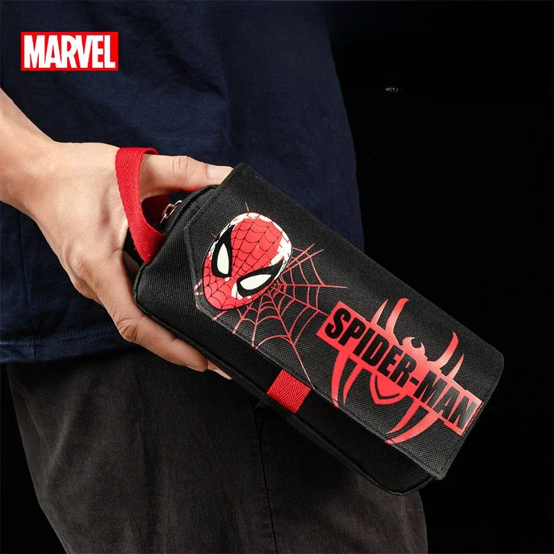 حقيبة أقلام ذات سعة كبيرة من Marvel Spider-Man Captain America، صندوق تخزين أدوات مكتبية للأطفال الخارقين، مقلمة للطلاب