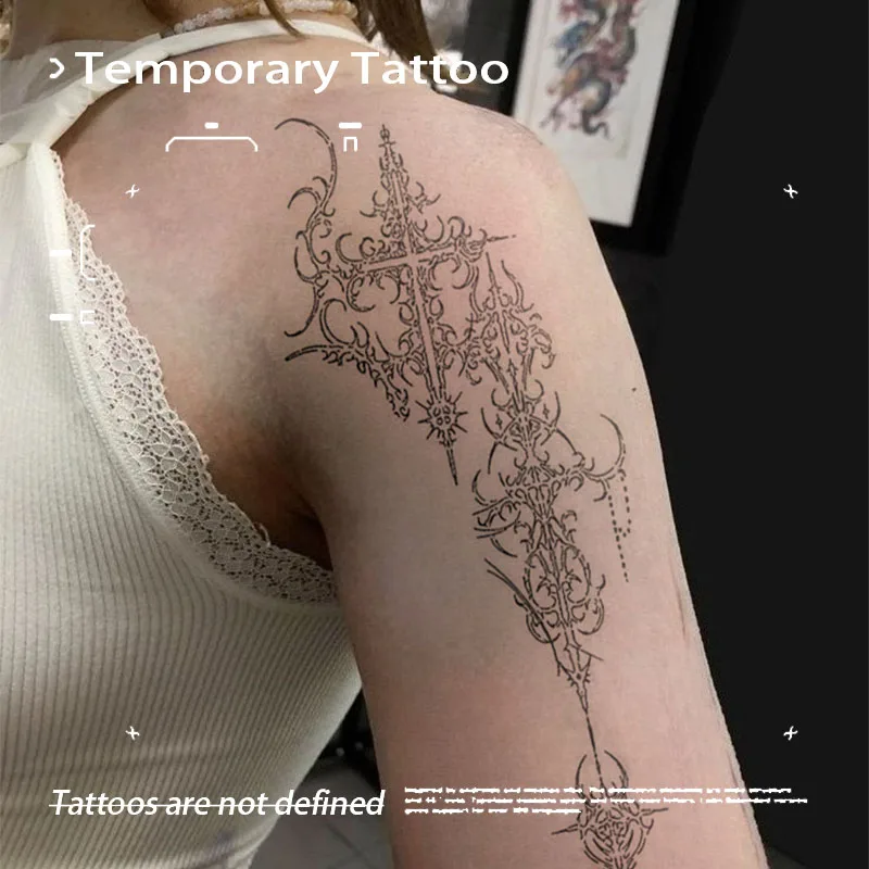 

Темный Элегантный Крест Тотем Травяной Сок Татуировки Stickesexy Горячая Девушка Рука Временные Татуировки Водонепроницаемые Поддельные Татуировки Подарок Для Вечеринки Y2K
