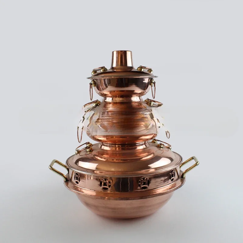 Charcoal copper hot pot pure copper pagoda copper hot pot Double-flavor pure double layer