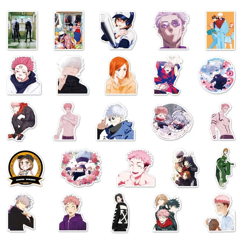 50pcs Jujutsu Kaisen Anime Graffiti Stickers Suitcase Water Cup Stationery Mobile Phone Car Notebook Refrigerator Decoration